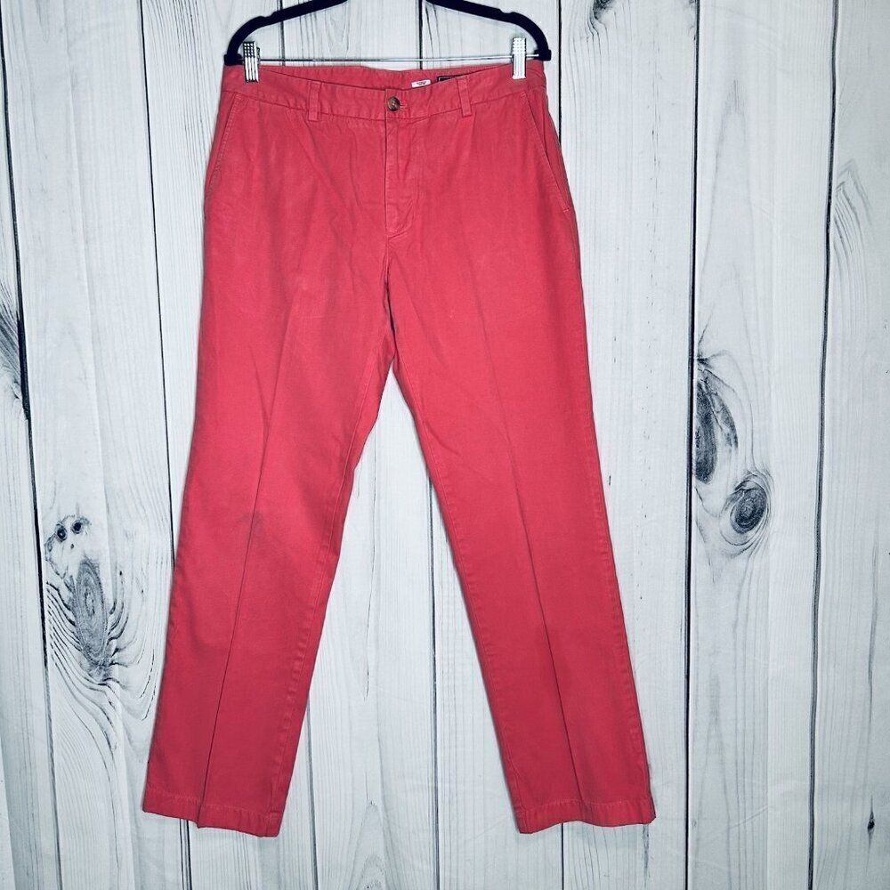 Vineyard Vines Pants Mens Sz 33x32 Pink Solid Chino Flat Casual Preppy Pastel